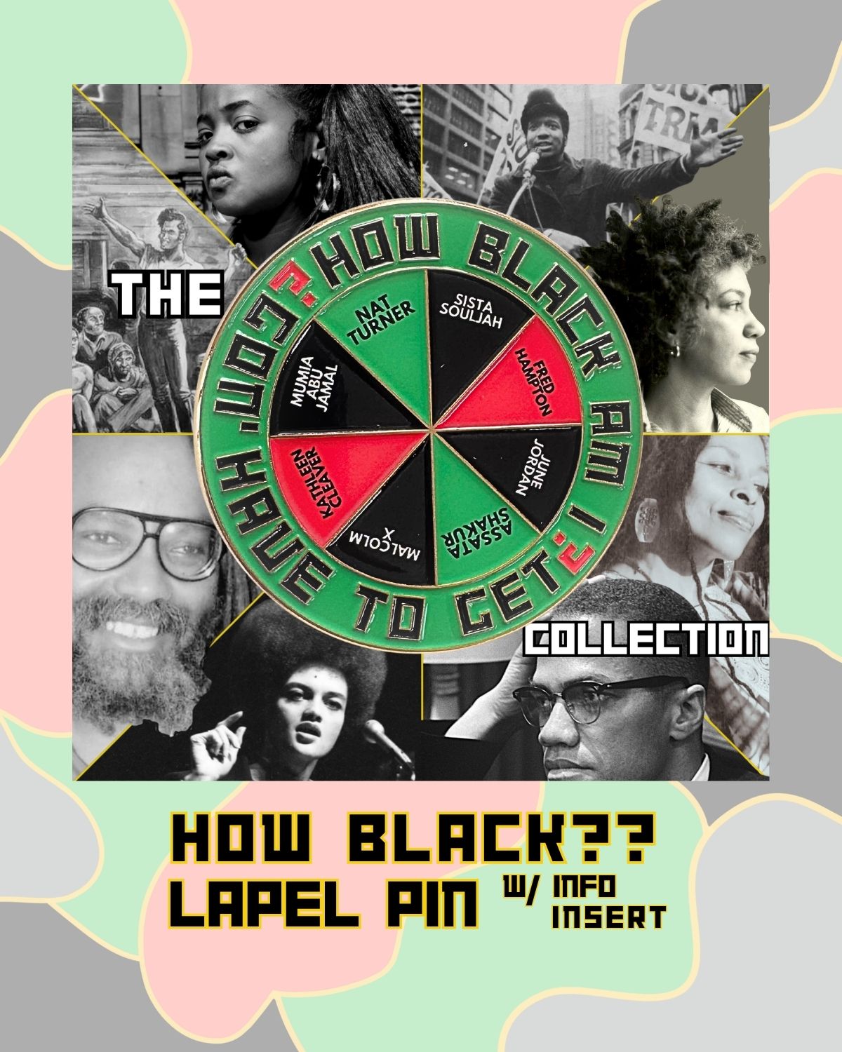 HOW BLACK?? Lapel Pin w/ Info Insert