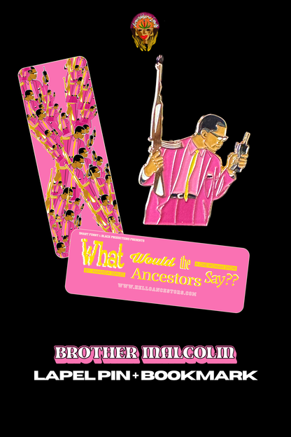 Brother Malcolm LAPEL PIN + BOOKMARK