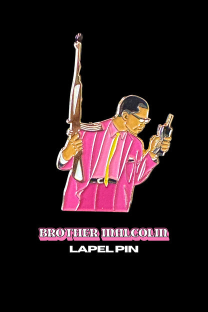 Brother Malcolm LAPEL PIN + BOOKMARK